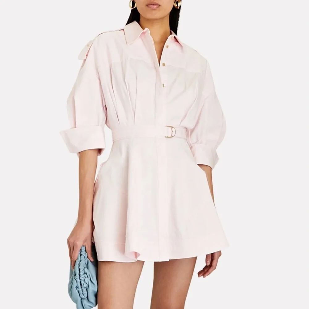 ACLER Vienna Cotton Mini Dress in Pink with Gold Hardware - Picture 4 of 12